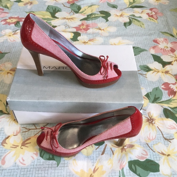 NIB Marc Fisher Red Patent Leather & Tweed Pumps - Picture 4 of 6